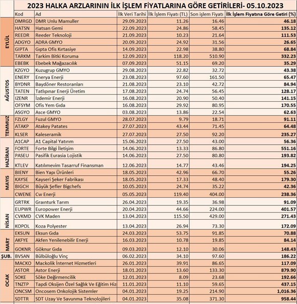 2023 halka arzları ne kadar kar getirdi sorunsalı