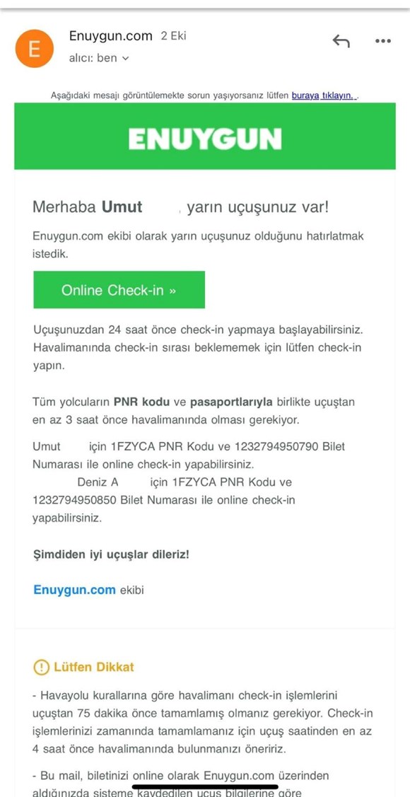 enuygun.com'un olmayan uçuş biletini satması